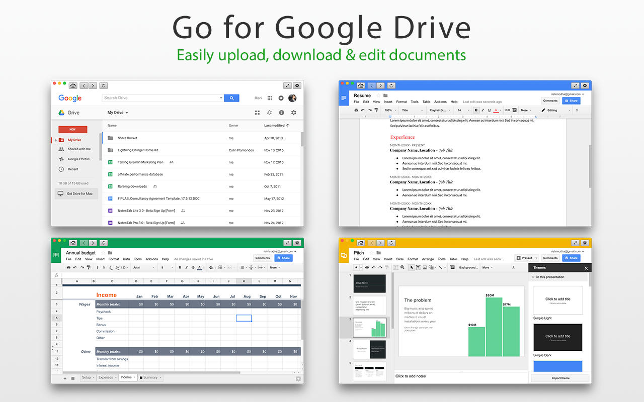 Go for Google Drive 1.1 : Main Window