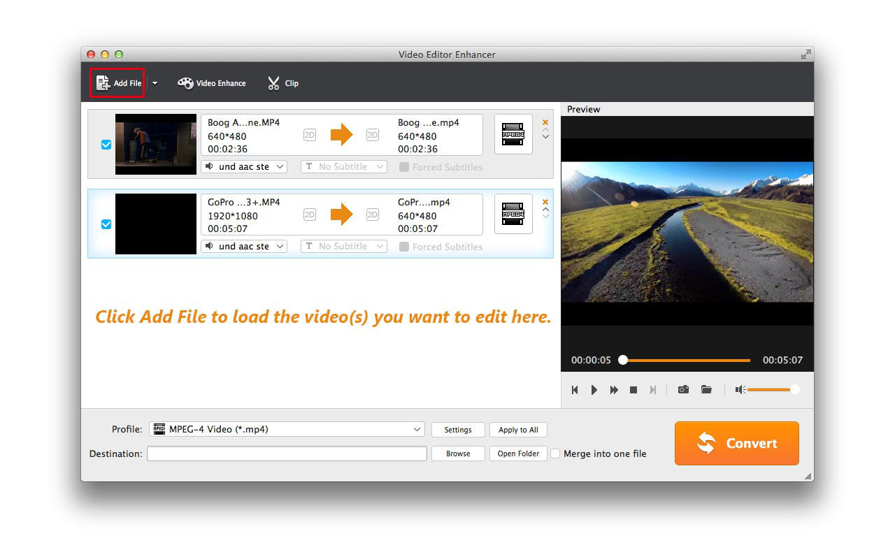 Video Editor Enhancer 1.0 : Main Window