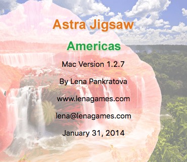 Astra Jigsaw Americas 1.2 : About Window