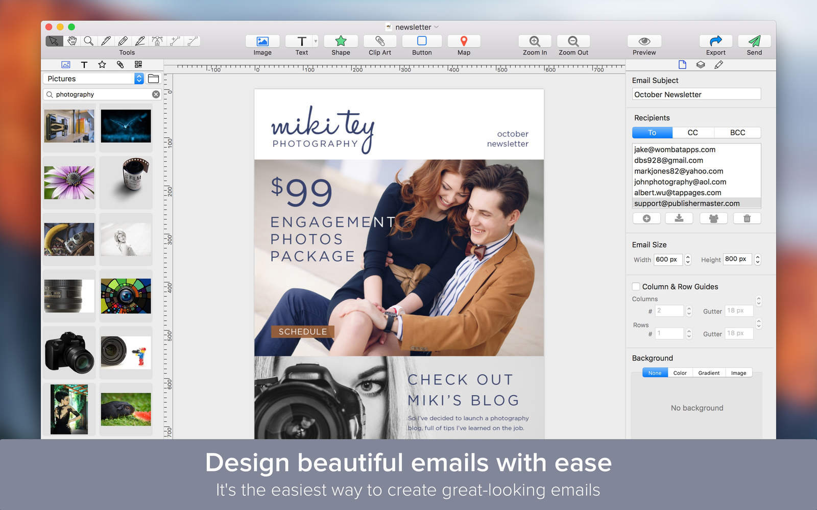 Mail Master - Design stylish emails 1.1 : Main Window
