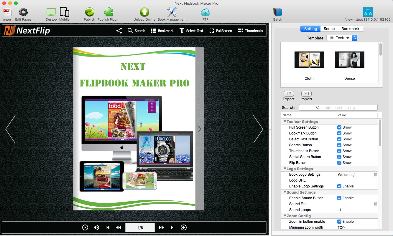 Next FlipBook Maker Pro 2.6 : Main window