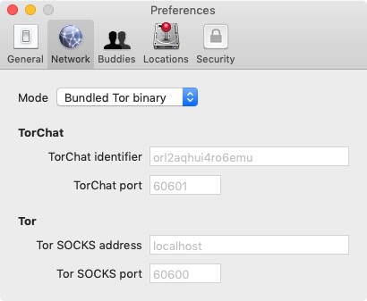 TorChat 1.3 : Network Preferences