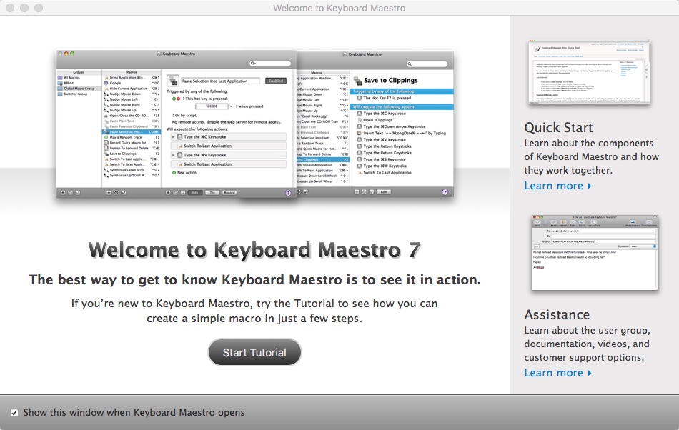 Keyboard Maestro 7.3 : Welcome Window