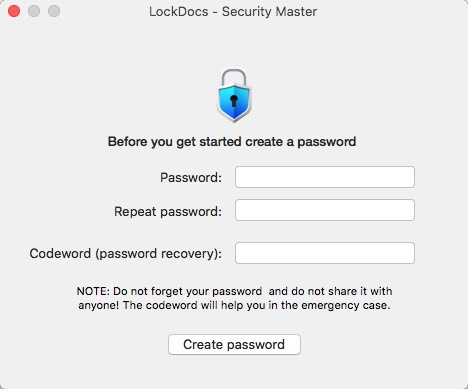 LockDocs - Security Master 2.1 : Create Password