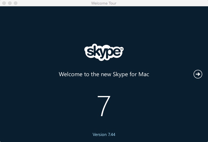 Skype 7.4 : Welcome Window