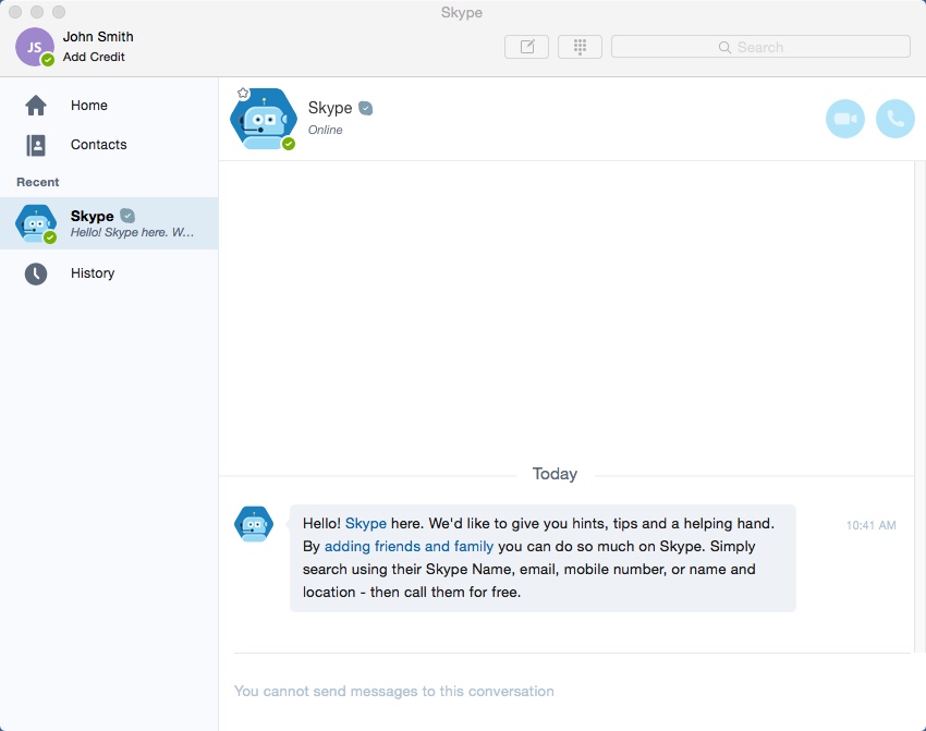 Skype 7.4 : Main Window