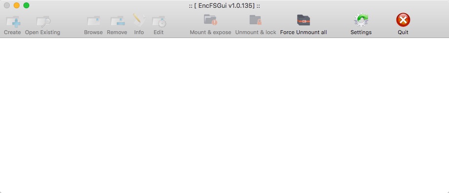 EncFSGui 1.0 : Main window