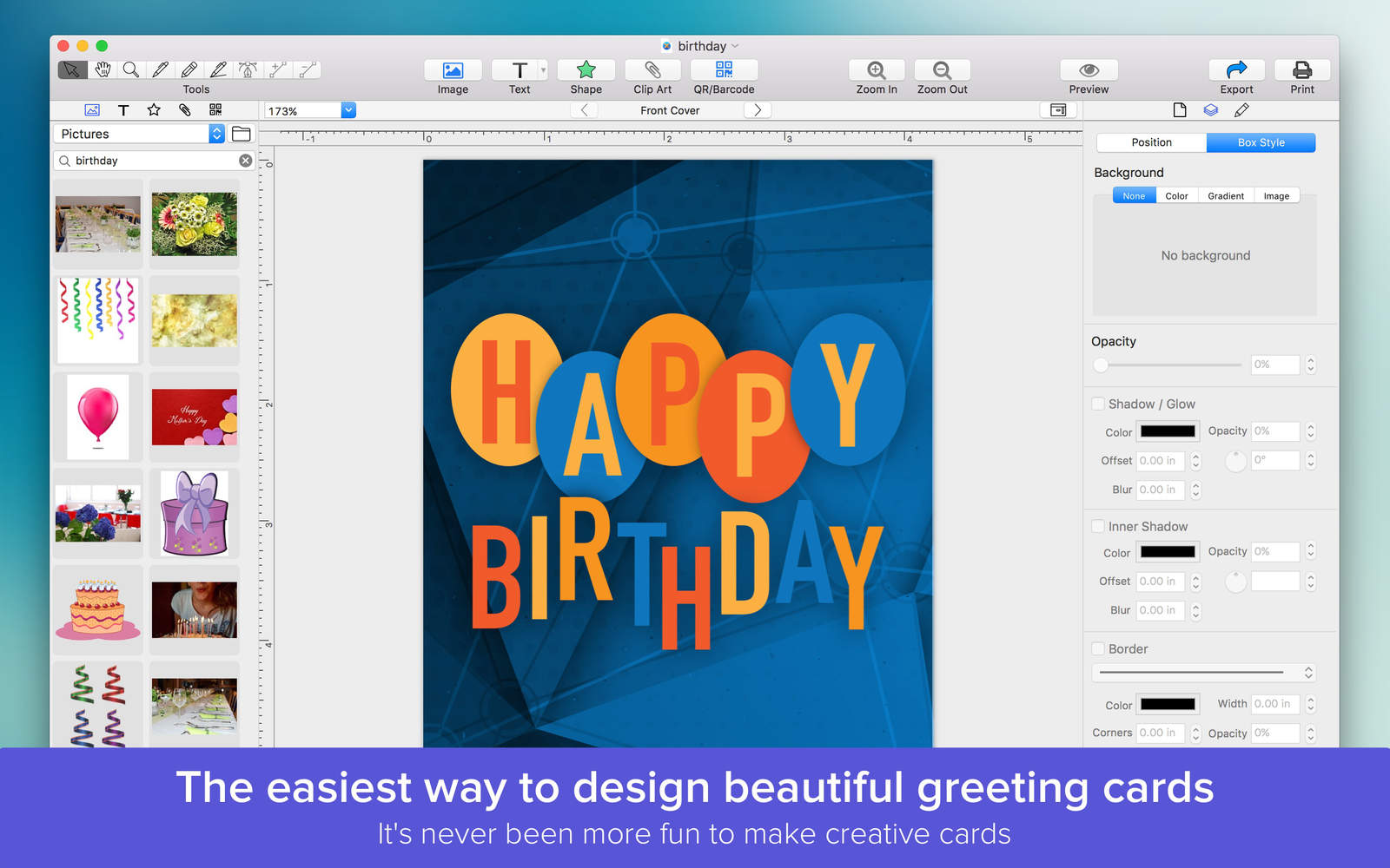 Greeting Card Maker - Design and print beautiful cards 1.1 : Main Window