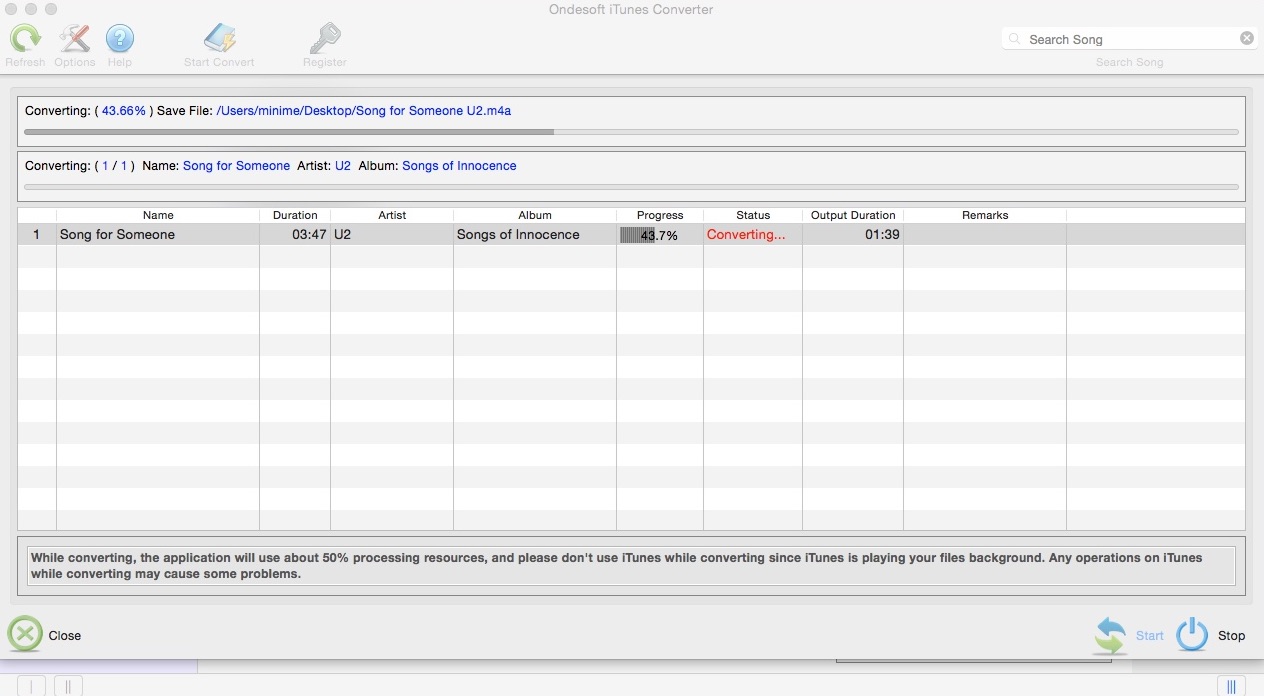Ondesoft iTunes Converter 2.3 : Converting File