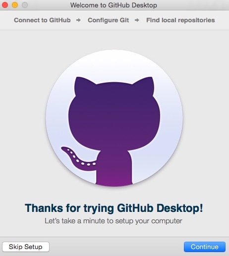 GitHub Desktop 2.9 : Welcome Window