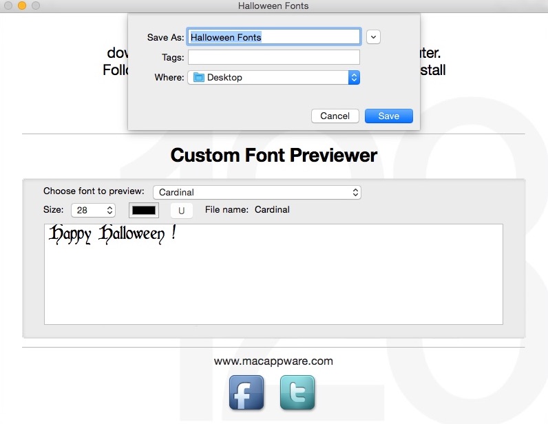 Halloween Fonts 4.0 : Selecting Destination Folder For Font Collection