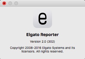Elgato Reporter 2.0 : About Window