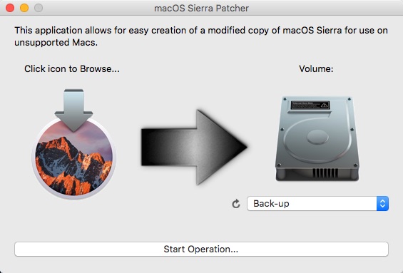 macOS Sierra Patcher 4.1 : Main window