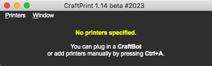 CraftPrint 1.1 beta : Main Window