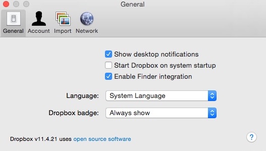 Dropbox 13.4 : Configuring General Settings