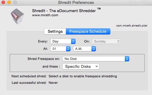 ShredIt X 6.1 : Configuring Schedule Settings
