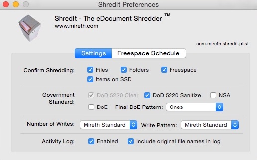 ShredIt X 6.1 : Configuring General Settings