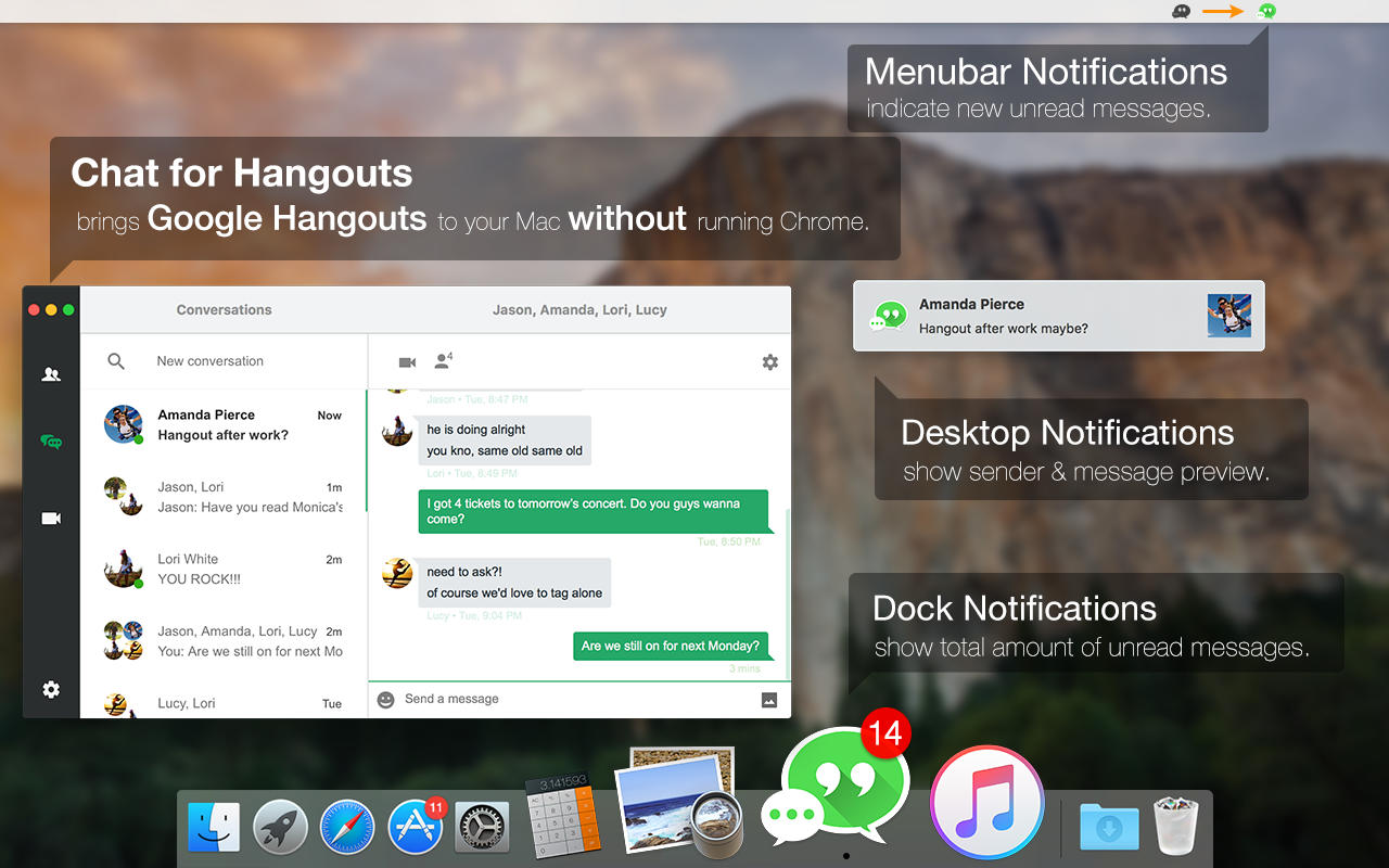 Chat for Hangouts 2.2 : Main Window
