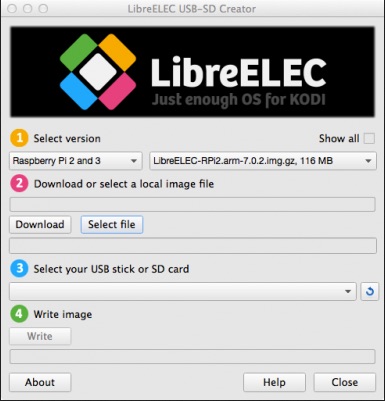 LibreELEC USB-SD Creator 1.0 : Main window