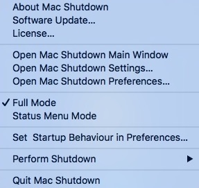 Mac Shutdown 4.0 : Main Menu