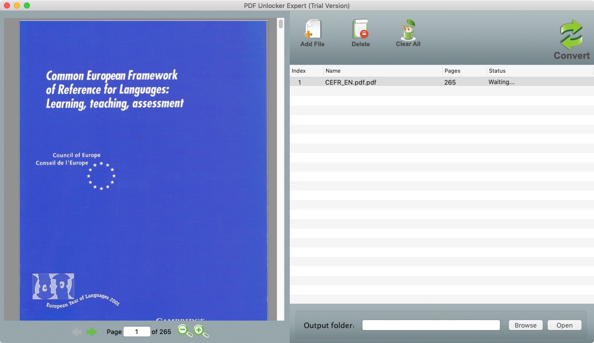 PDF Unlocker Expert 2.5 : Main Screen