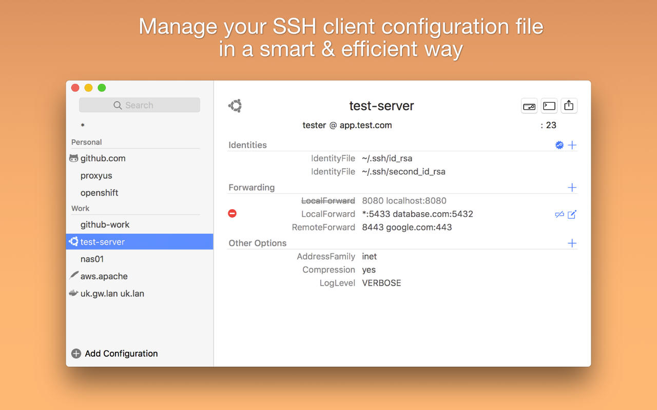 SSH Config Editor 1.4 : Main Window