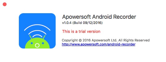 Apowersoft Android Recorder 1.0 : About Window