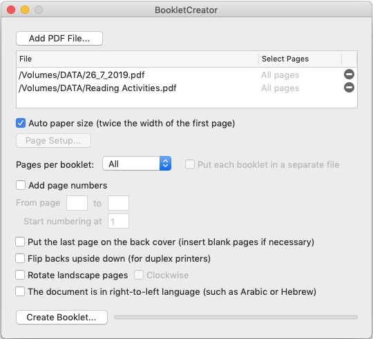 BookletCreator 2.0 : Main Screen