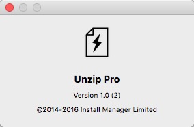 Unzip Pro 1.0 : About Window
