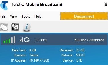 Telstra Broadband Manager 3.1 : Main window