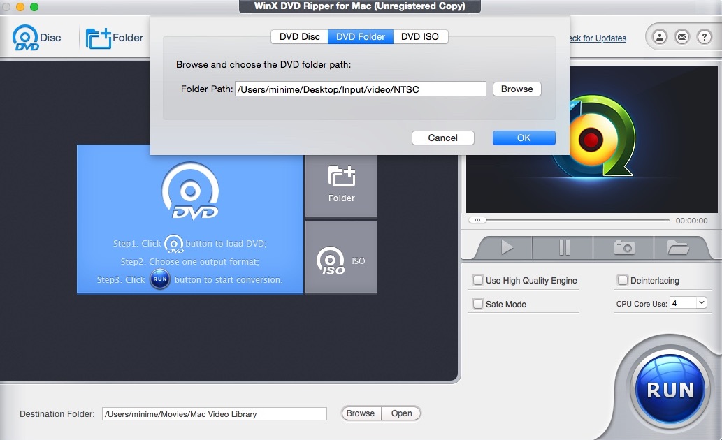 WinX DVD Ripper For Mac 4.9 : Importing DVD Folder