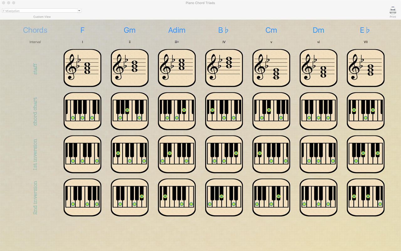 Piano Chord Triads 1.2 : Main Window