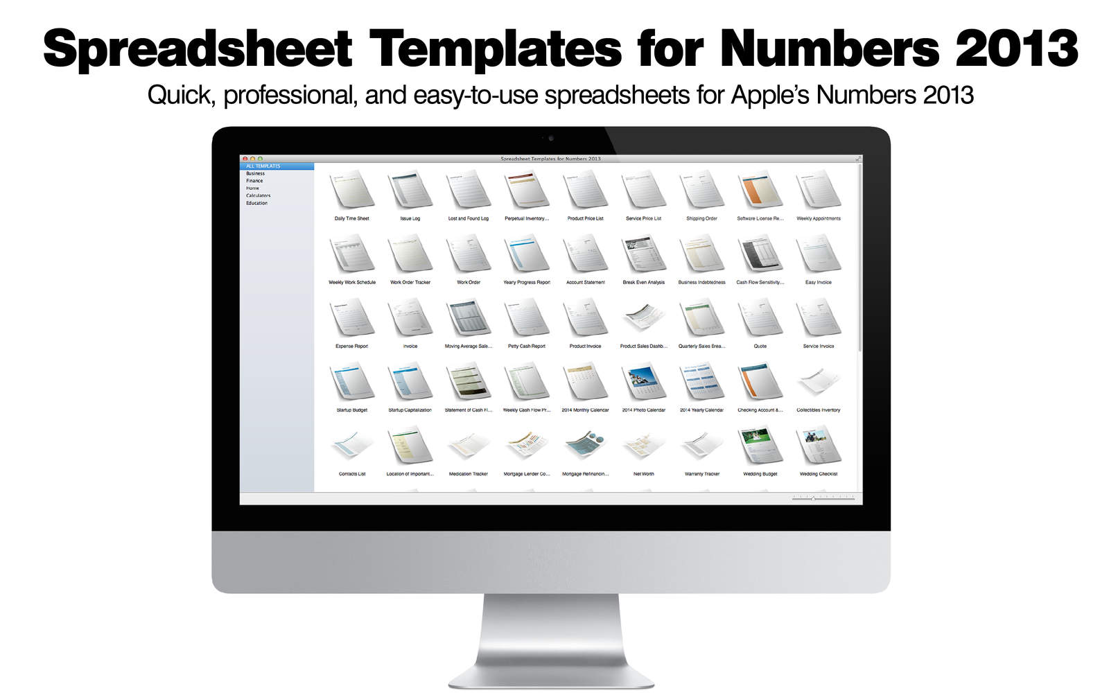 Spreadsheet Templates for Numbers 2013 1.0 : Main Window