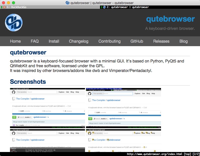 qutebrowser 0.8 : Main Window