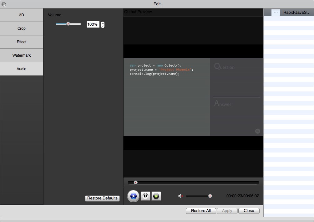 Amazing Mac Video Converter Ultimate 9.8 : Audio Options