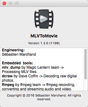 MLVToMovie 1.2 : About Window