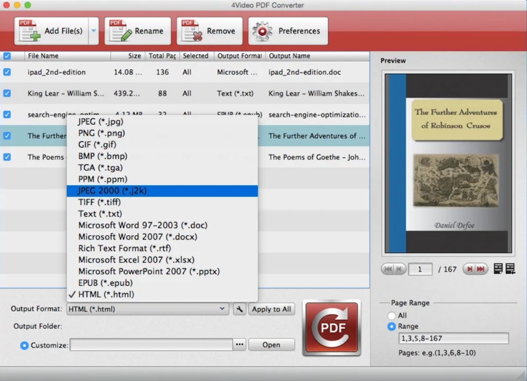 4Video PDF Converter 3.3 : Target Formats