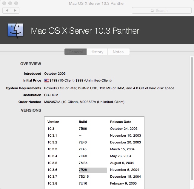 Mactracker 7.6 : Checking OS X Version Info