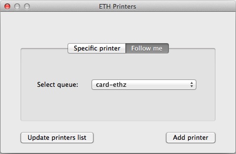 ETH Printers 1.0 : Main window