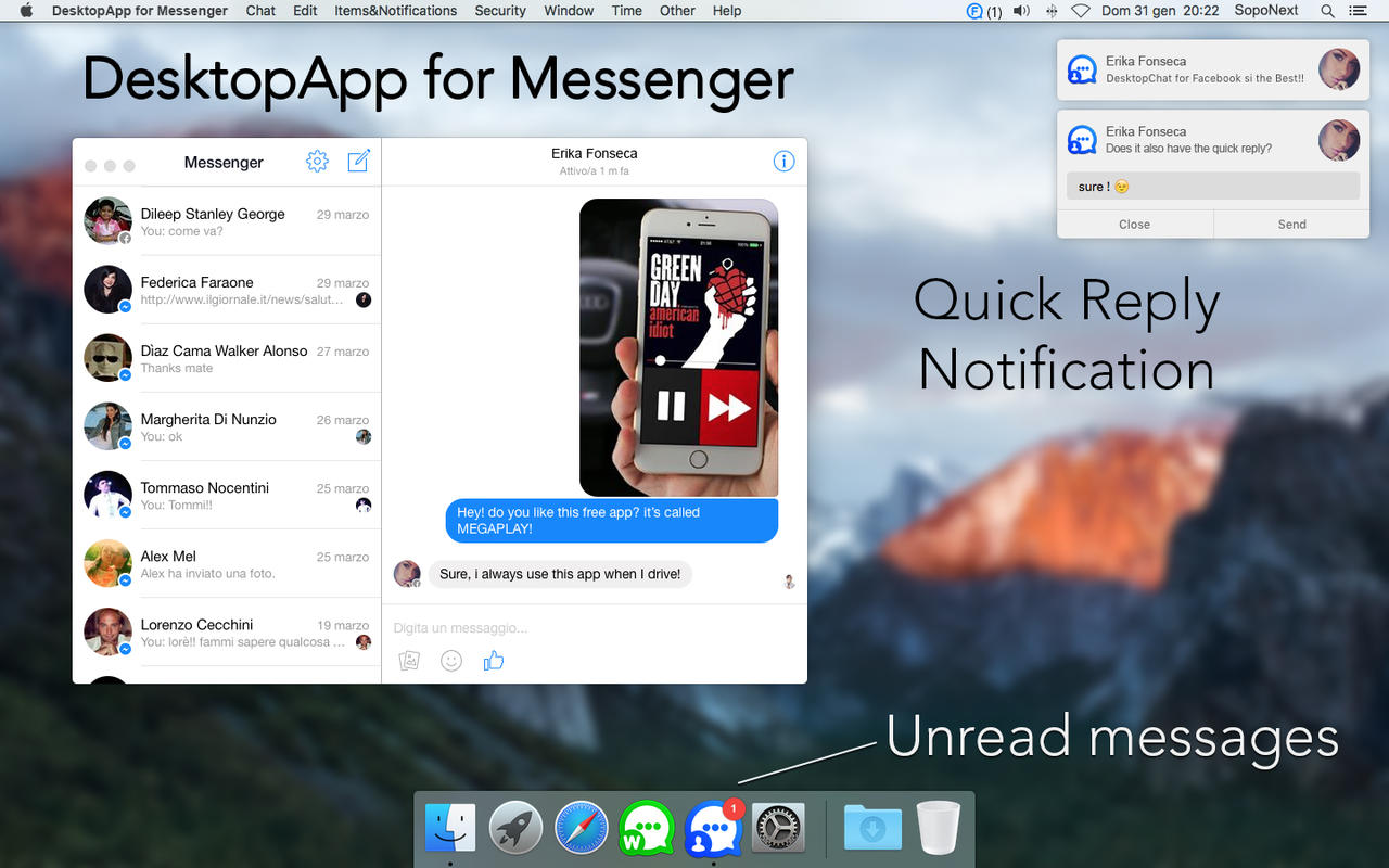 DesktopApp for Messenger 2.1 : Main Window