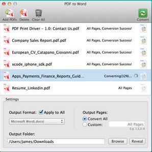 PDF to Word - Convert PDF to Word Converter 1.2 : Main window