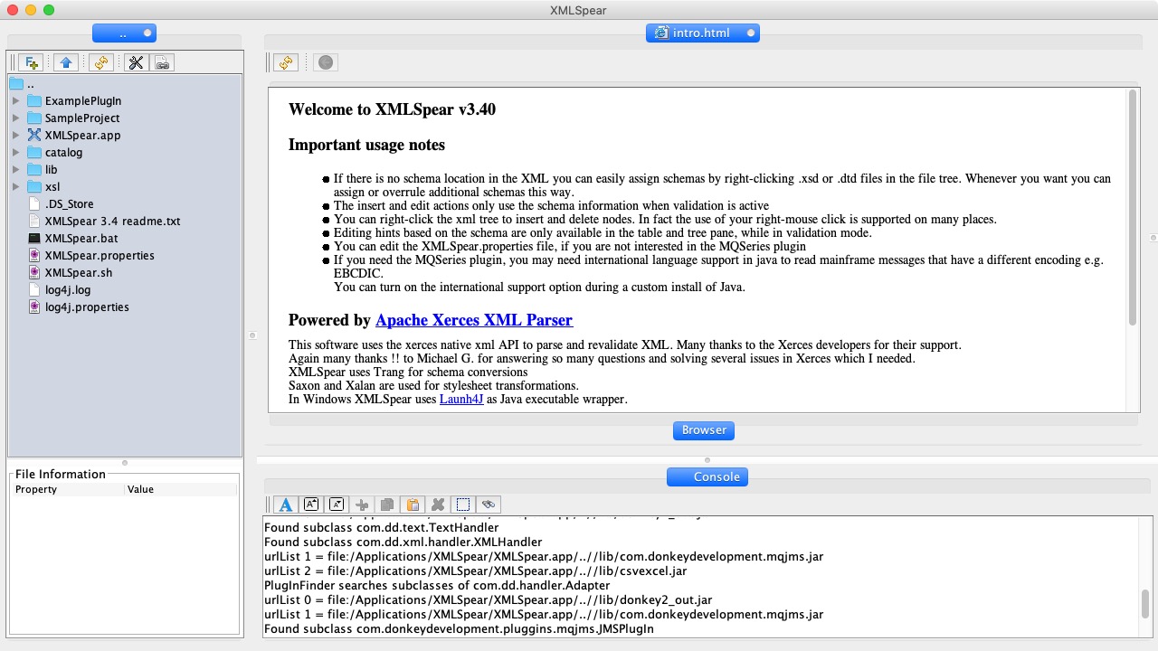 XMLSpear 3.4 : Welcome Screen 