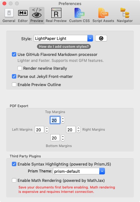 LightPaper 1.4 : Preview Preferences 