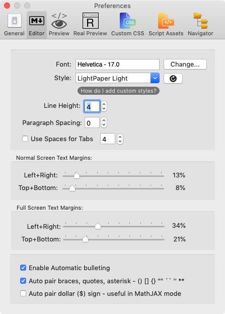 LightPaper 1.4 : Editor Preferences 
