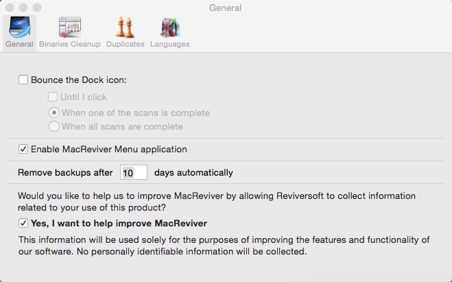 MacReviver 2.6 : Preferences Window