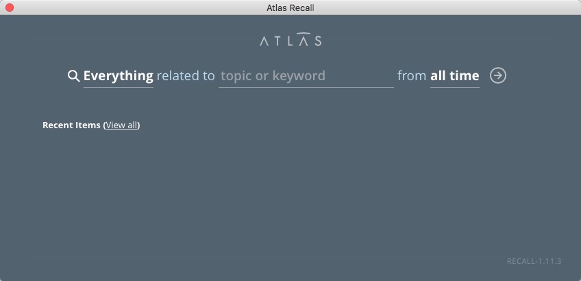 Atlas Recall 1.1 : Main Window