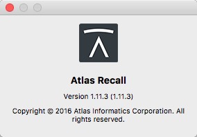 Atlas Recall 1.1 : About Window