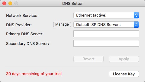DNS Setter 1.2 : Main Window