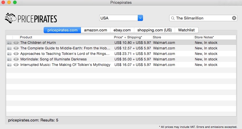 Pricepirates 1.7 : Checking Search Results