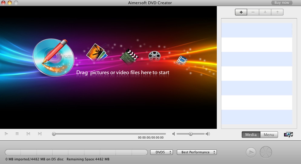 Aimersoft DVD Creator 3.5 : Main window